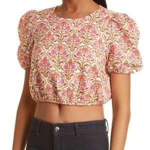 Cami NYC Floral Linen Crop Top in Wallpaper Floral